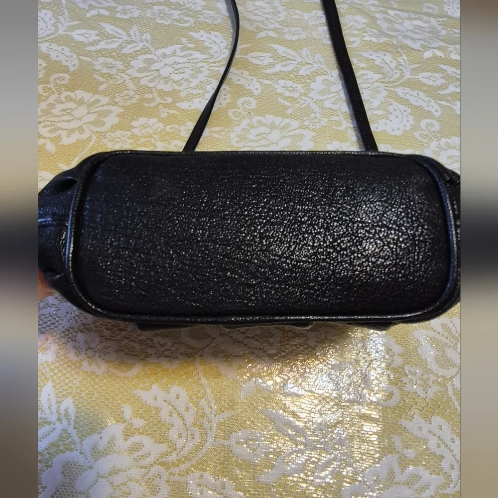 Michael Kors Black Pebbled Leather Handbag with Silver MK Charm - Picture 9 of 9